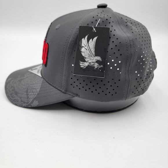 Mexico Hat Cap Snap Back Gray Black Eagle Embroidered Perforated Trucker Mens - Picture 2 of 8